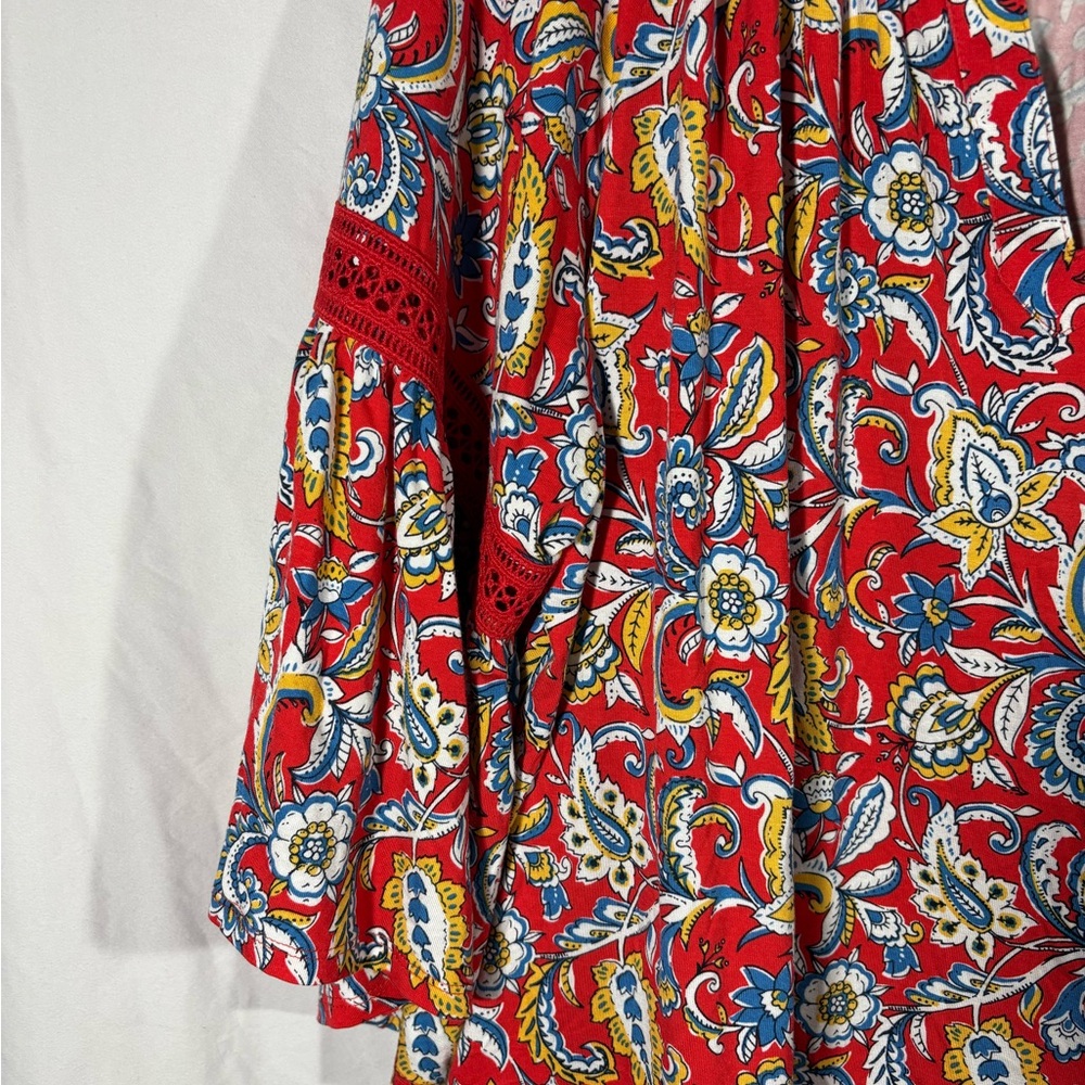Ruby Rd. Red and Blue Floral Blouse - Picture 3 of 8